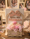 Bouquet fleurs bougie et cadre bois