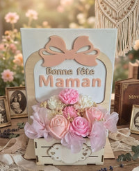 Bouquet fleurs bougie et cadre bois