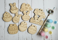 Lot de 10 figurines de Pâques à colorier et décorer